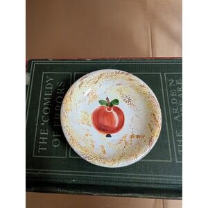 Hand Painted Ceramic Apple‎ Butter Pat Trinket Dish Ring Holder Spoon Rest
